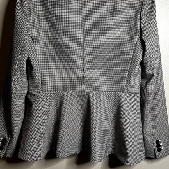 NWT J.Crew Houndstooth Peplum Back Blazer in Black Ivory Jacket Size 4 - Picture 5 of 9